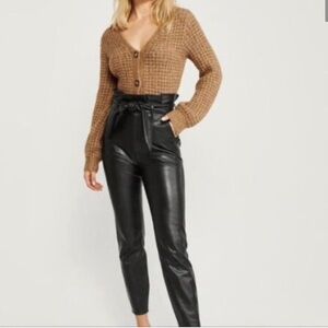 Abercrombie & Fitch High-Rise Faux Leather
Paperbag Belted Pants